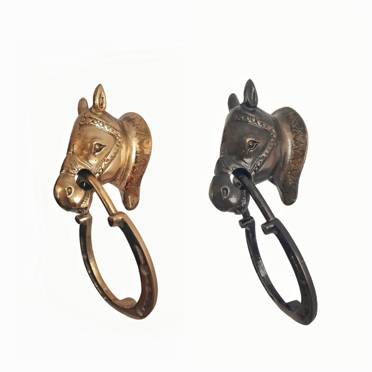 Solid Brass Horse Door Knocker – 23cm Vintage Equestrian Decor for Entryway