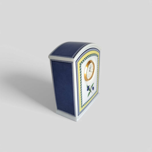 Vintage Hutschenreuther Medley Porcelain Table Clock 12cm - Olive Branch & Fruit Motif