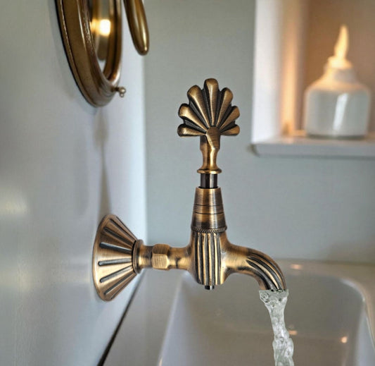 Handmade Vintage Brass Wall Faucet – Ottoman Style Turkish Bath Tap