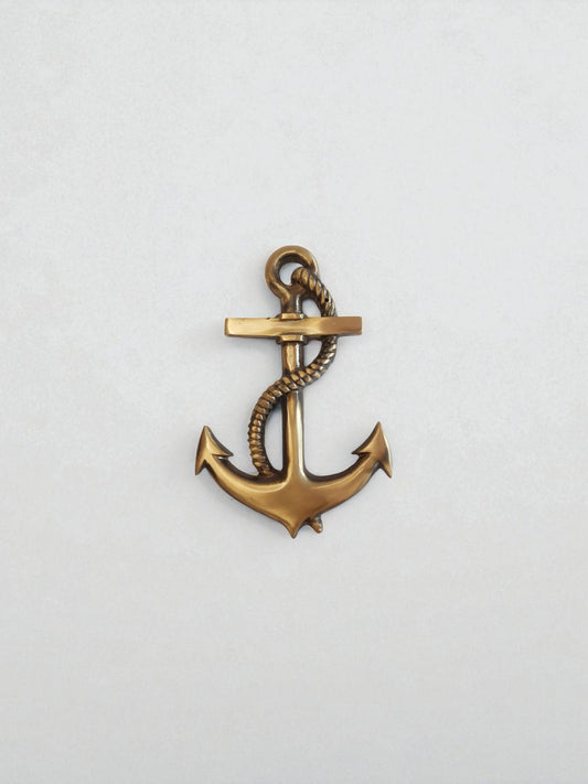 Brass Nautical Anchor Wall Decor – Antique and Mirror Gold Options – Vintage Maritime Style, 19.5cm x 13cm
