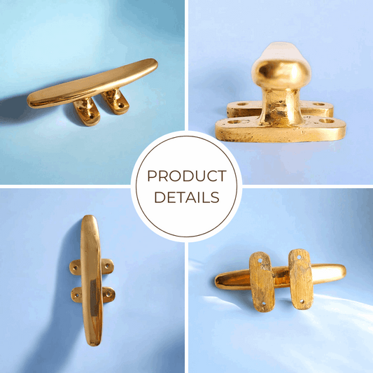 7” Brass Boat Cleat – Vintage 18cm Nautical Rope Tie for Coastal & Marine Decor