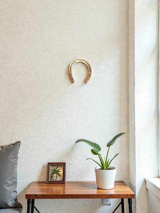 Solid Brass Horseshoe Hanging Decor – Vintage Good Luck Symbol, 11cm x 10.5cm