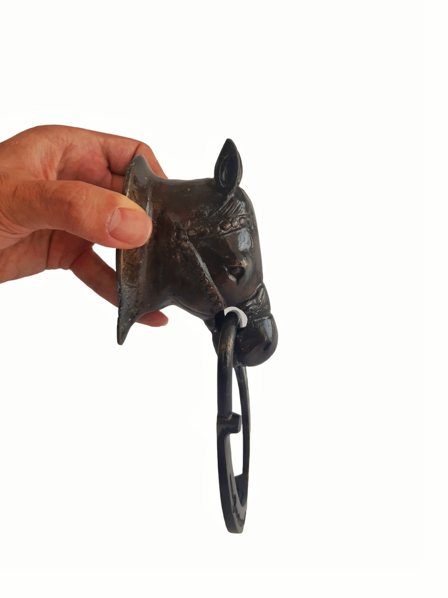 Solid Brass Horse Door Knocker – 23cm Vintage Equestrian Decor for Entryway