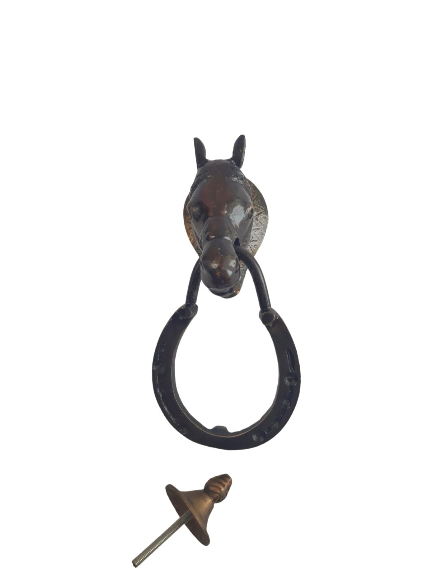 Solid Brass Horse Door Knocker – 23cm Vintage Equestrian Decor for Entryway