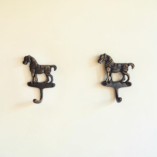 Brass Horse Wall Hook | Vintage Equestrian Coat & Robe Hanger