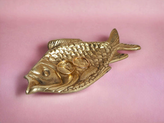 Brass Fish-Shaped Trinket Plate – 12.5 cm Unique Vintage-Style Jewelry Holder