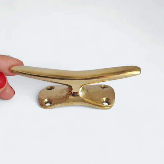 Handcrafted Small Brass Boat Cleat, 10cm / 3,94in Nautical Wall Decor Hook