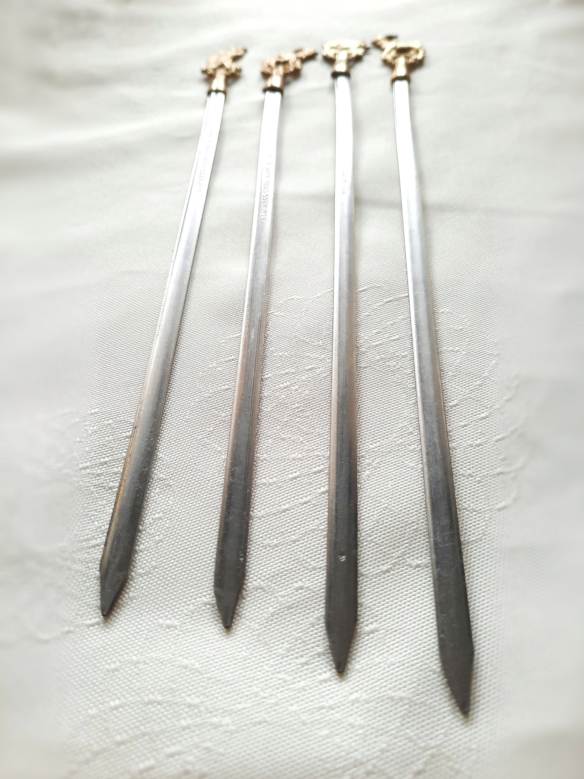 Handcrafted Brass Animal BBQ Skewers | Stainless Steel Vintage-Style Grilling Sticks