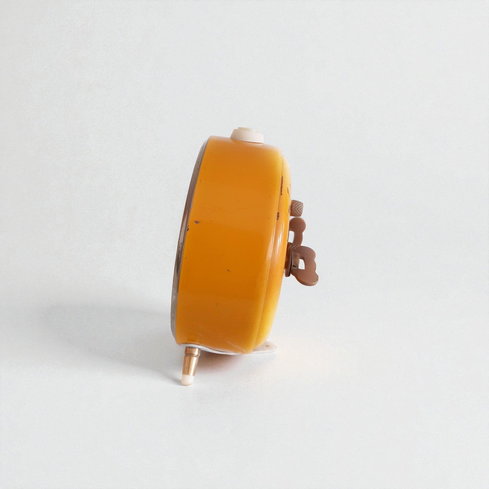 Vintage Wind-Up Clock – Orange Metal Silent Edition by Peter, Alarm & Brass Keys