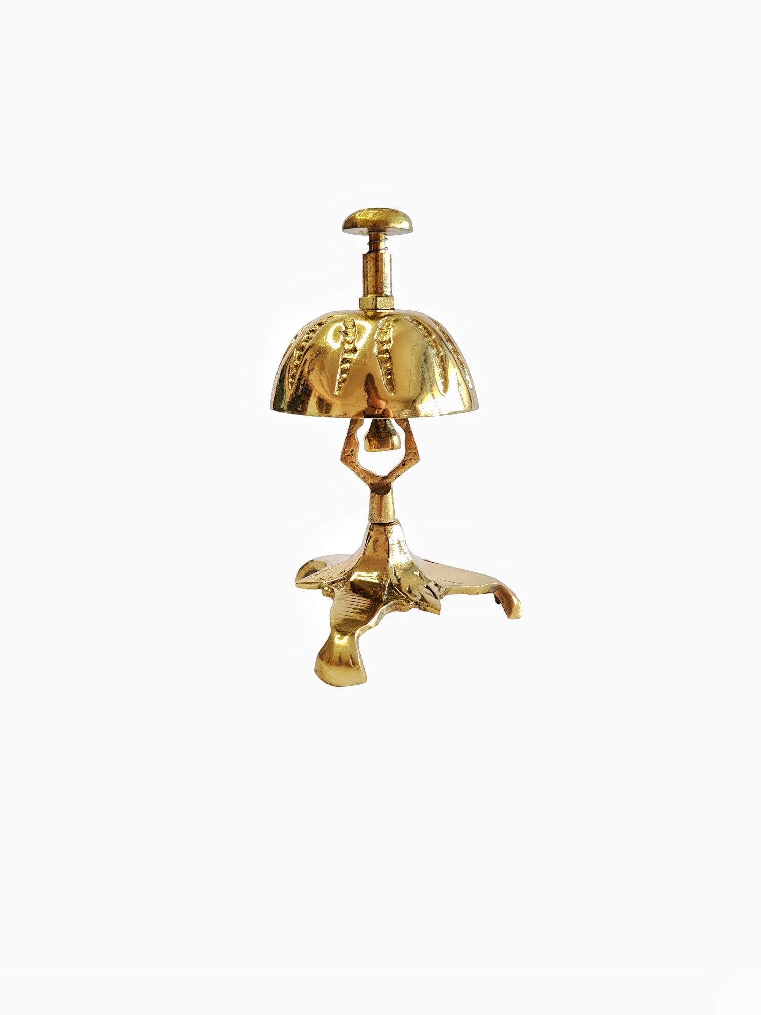 Elegant Brass Desk Bell – Gold Finish, Traditional Cast Design, 16cm