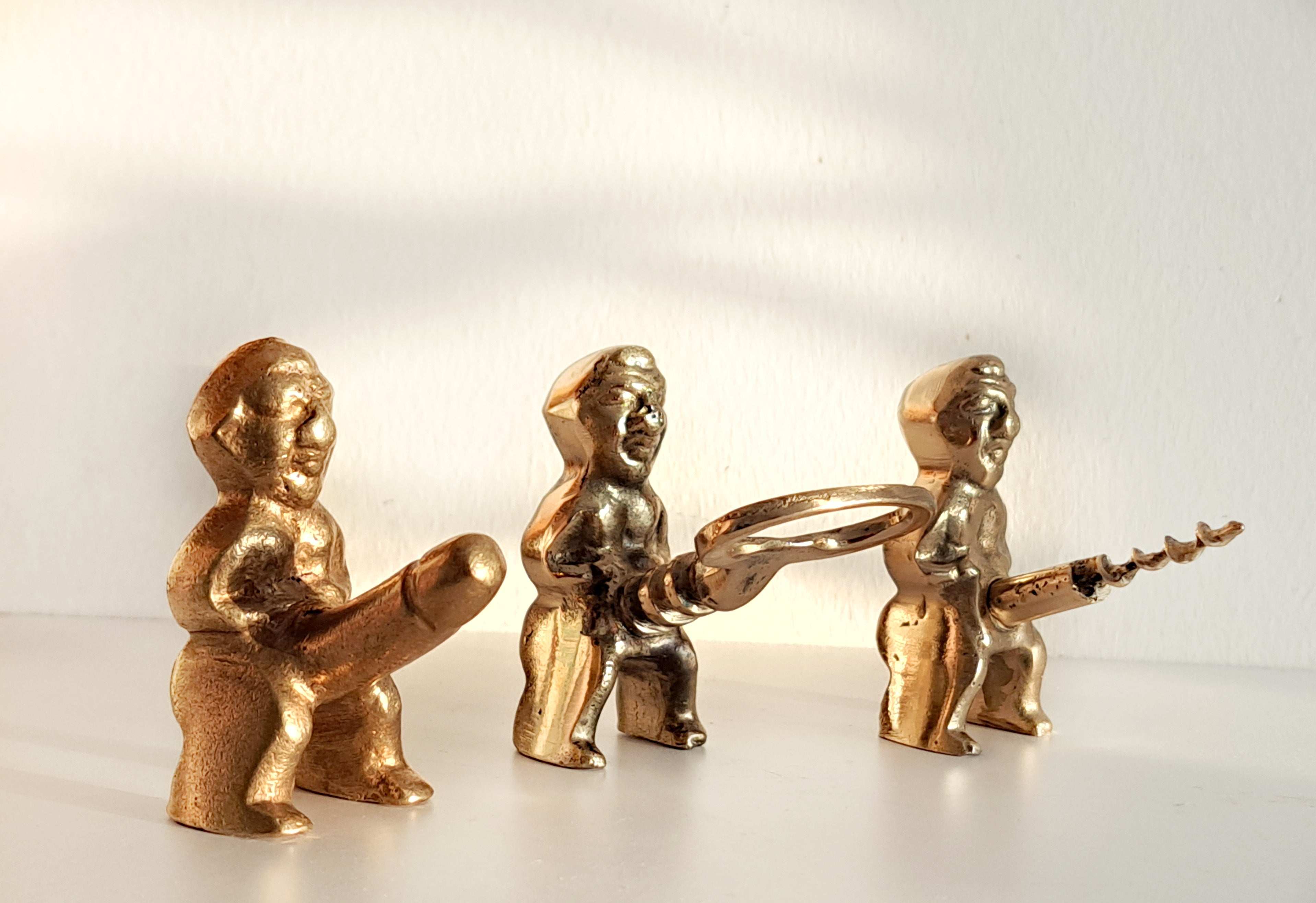 Brass Priapus Wine & Bottle Opener Set – Vintage-Style Fertility God Corkscrew Tool