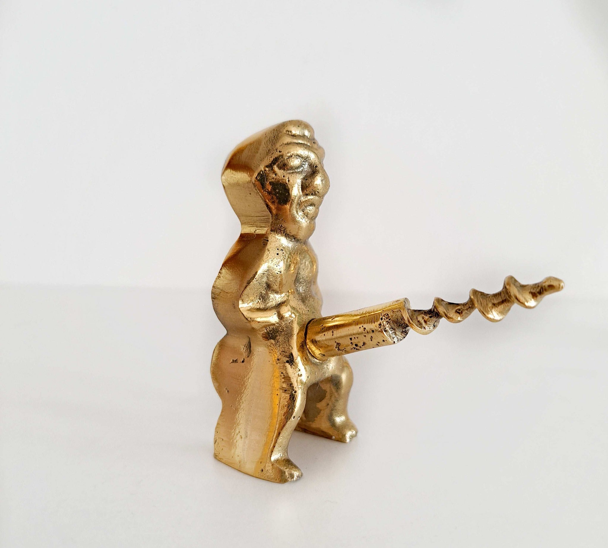 Brass Priapus Wine & Bottle Opener Set – Vintage-Style Fertility God Corkscrew Tool