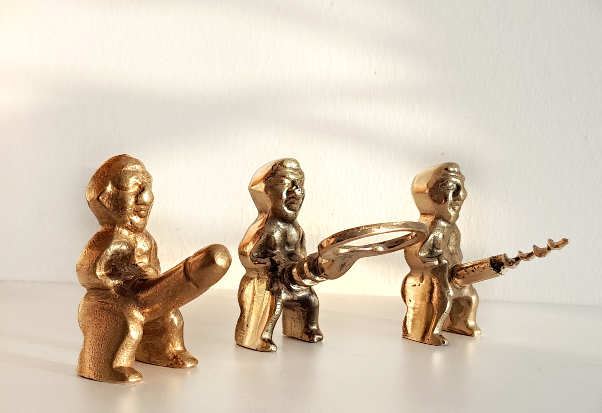 Brass Priapus Wine & Bottle Opener Set – Vintage-Style Fertility God Corkscrew Tool