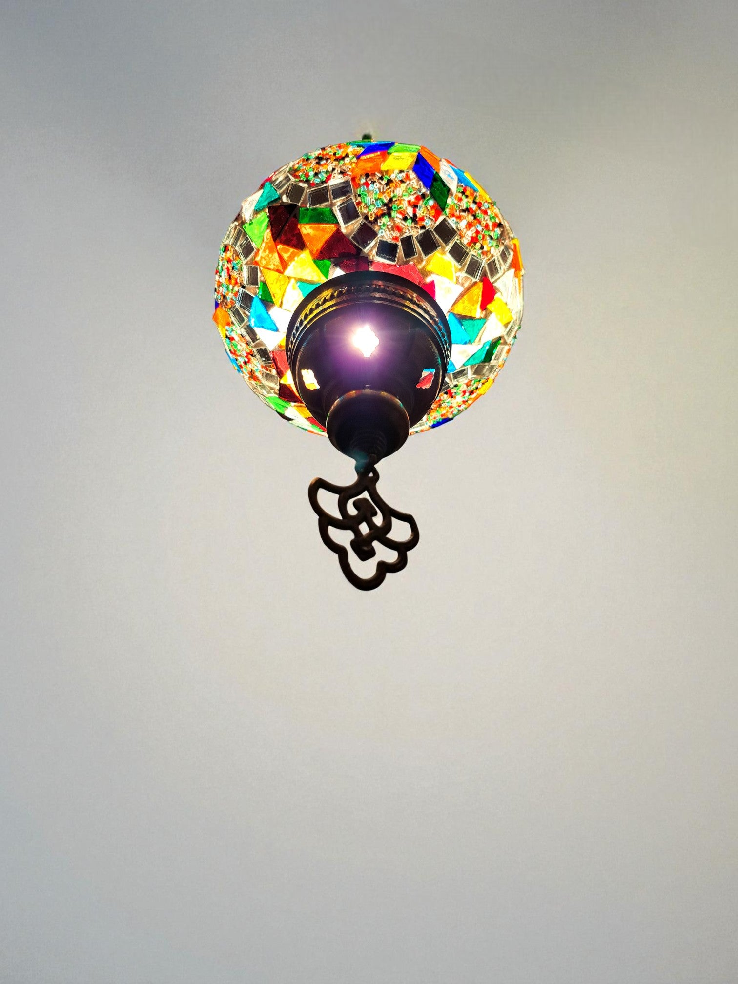 Colorful Mosaic Glass Ceiling Pendant Light with Adjustable Chain, 75cm