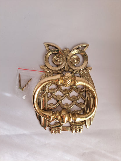 Gold Brass Owl Door Knocker – Handcrafted Unique Design