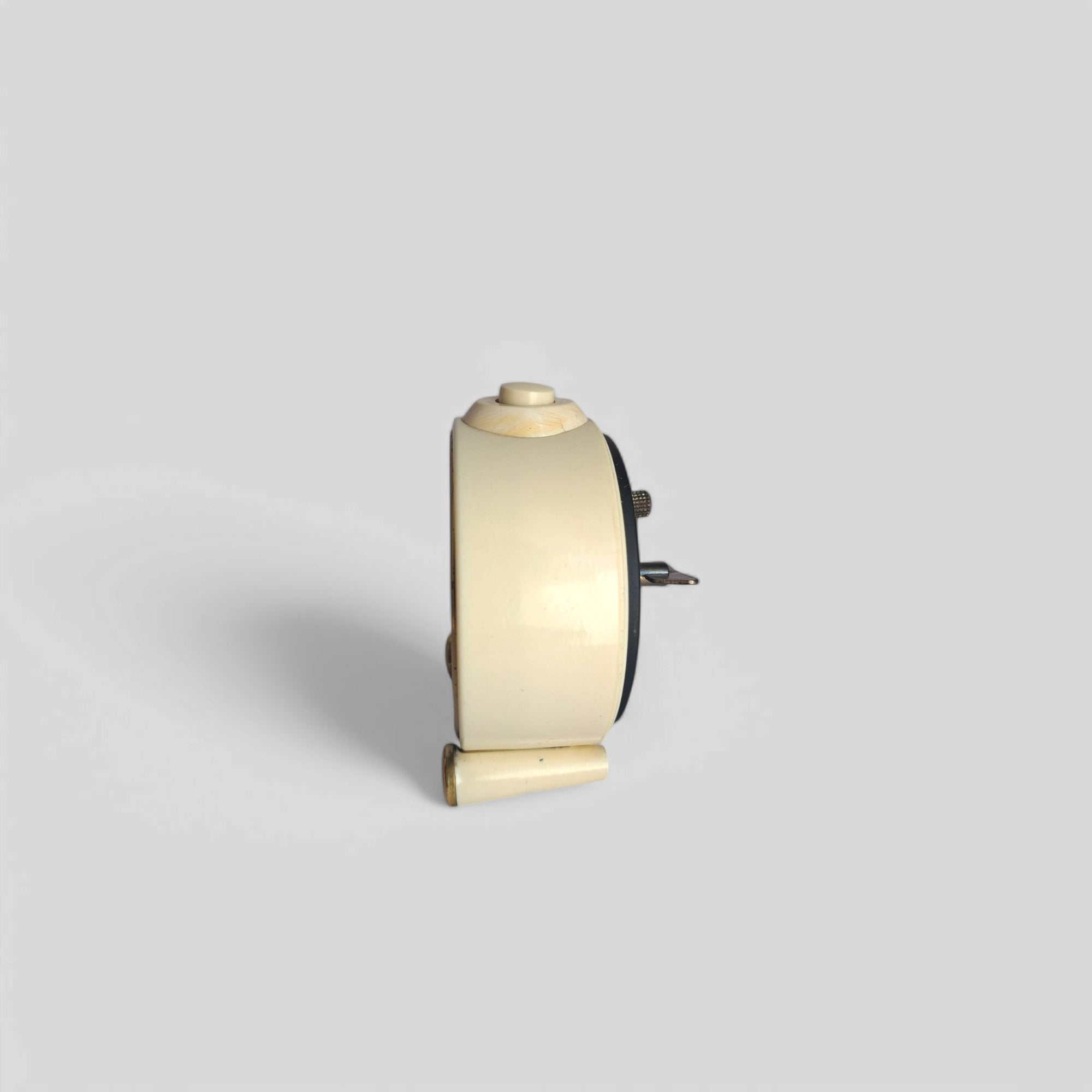 Minimalist Vintage Ruhla Mechanical Wind-Up Clock – Beige GDR Alarm