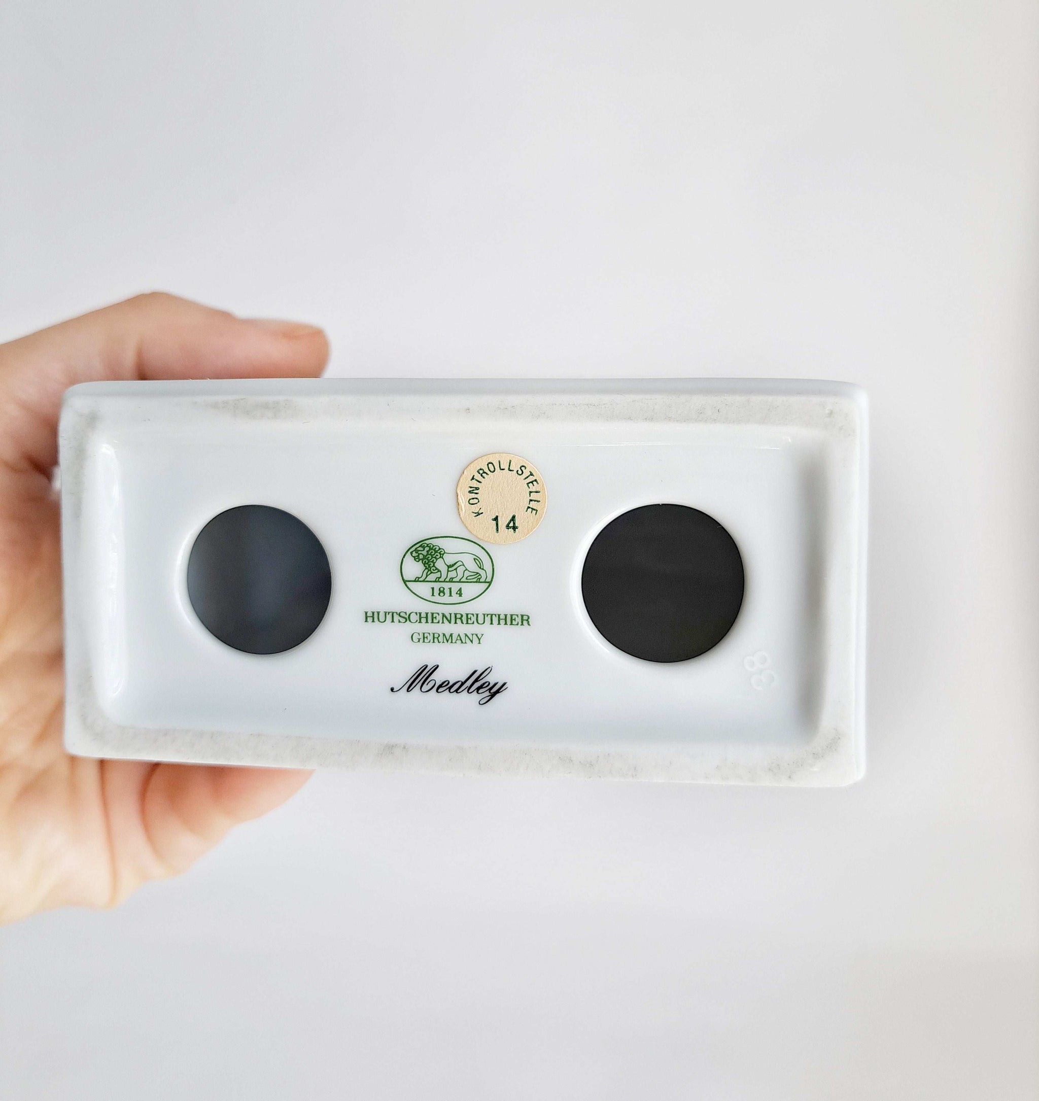 Vintage Hutschenreuther Medley Porcelain Table Clock 12cm - Olive Branch & Fruit Motif