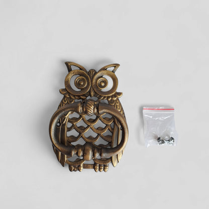 Gold Brass Owl Door Knocker – Handcrafted Unique Design