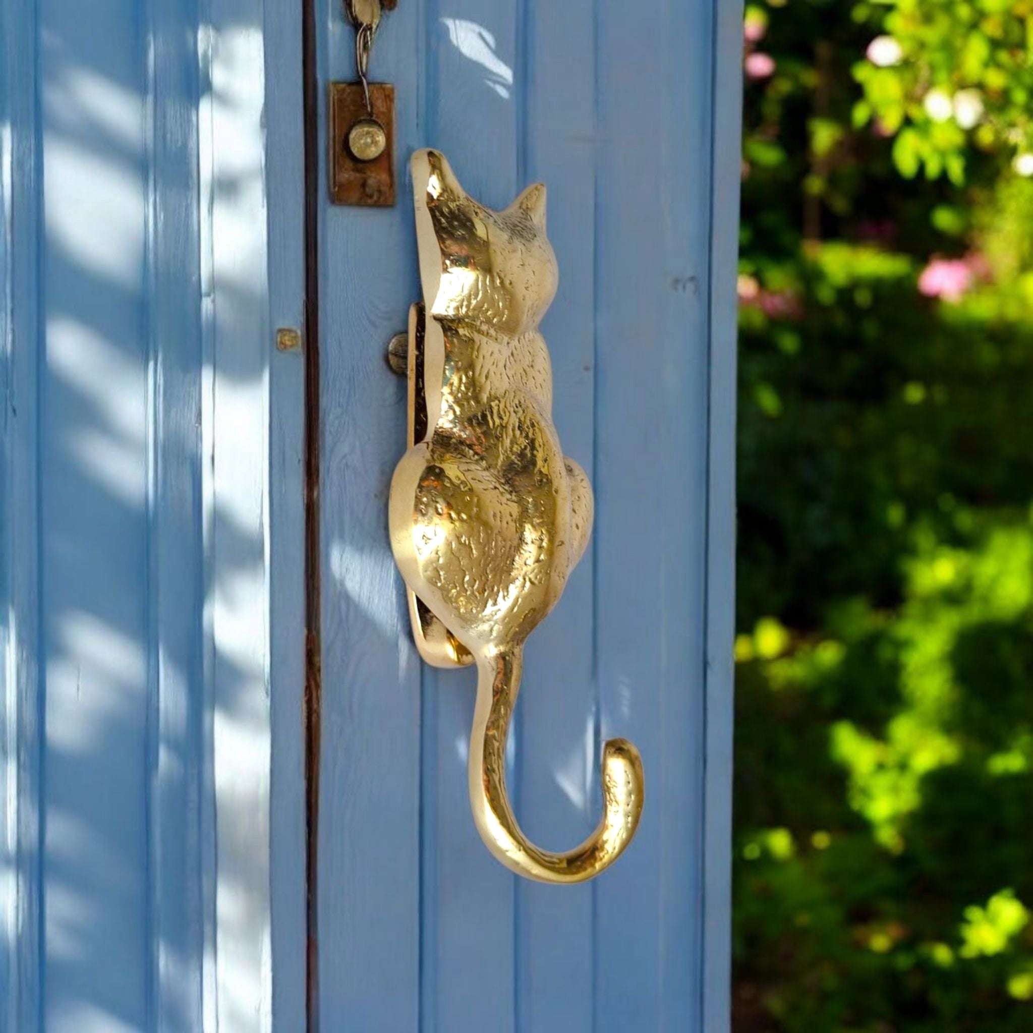Vintage Brass Cat Door Knocker, Gold & Antique Design