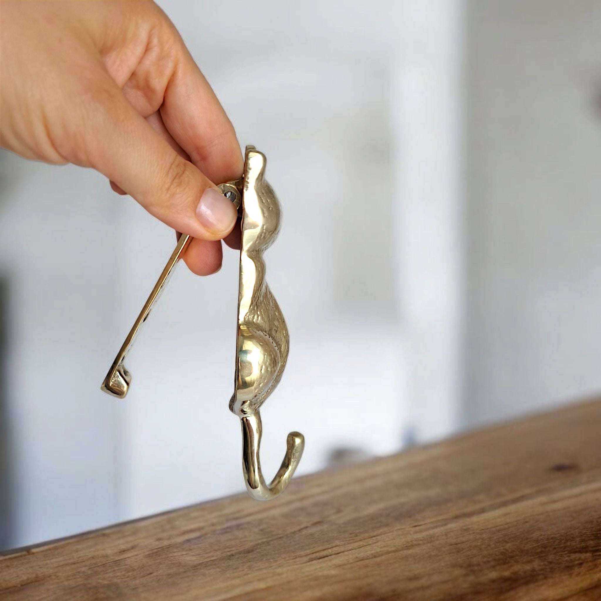 Vintage Brass Cat Door Knocker, Gold & Antique Design