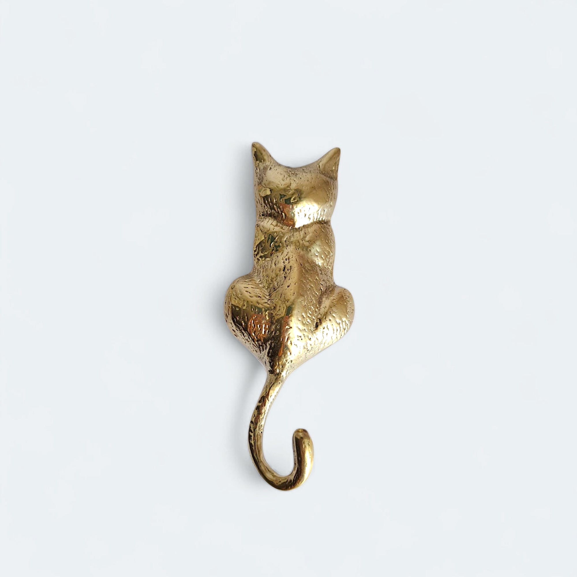 Vintage Brass Cat Door Knocker, Gold & Antique Design