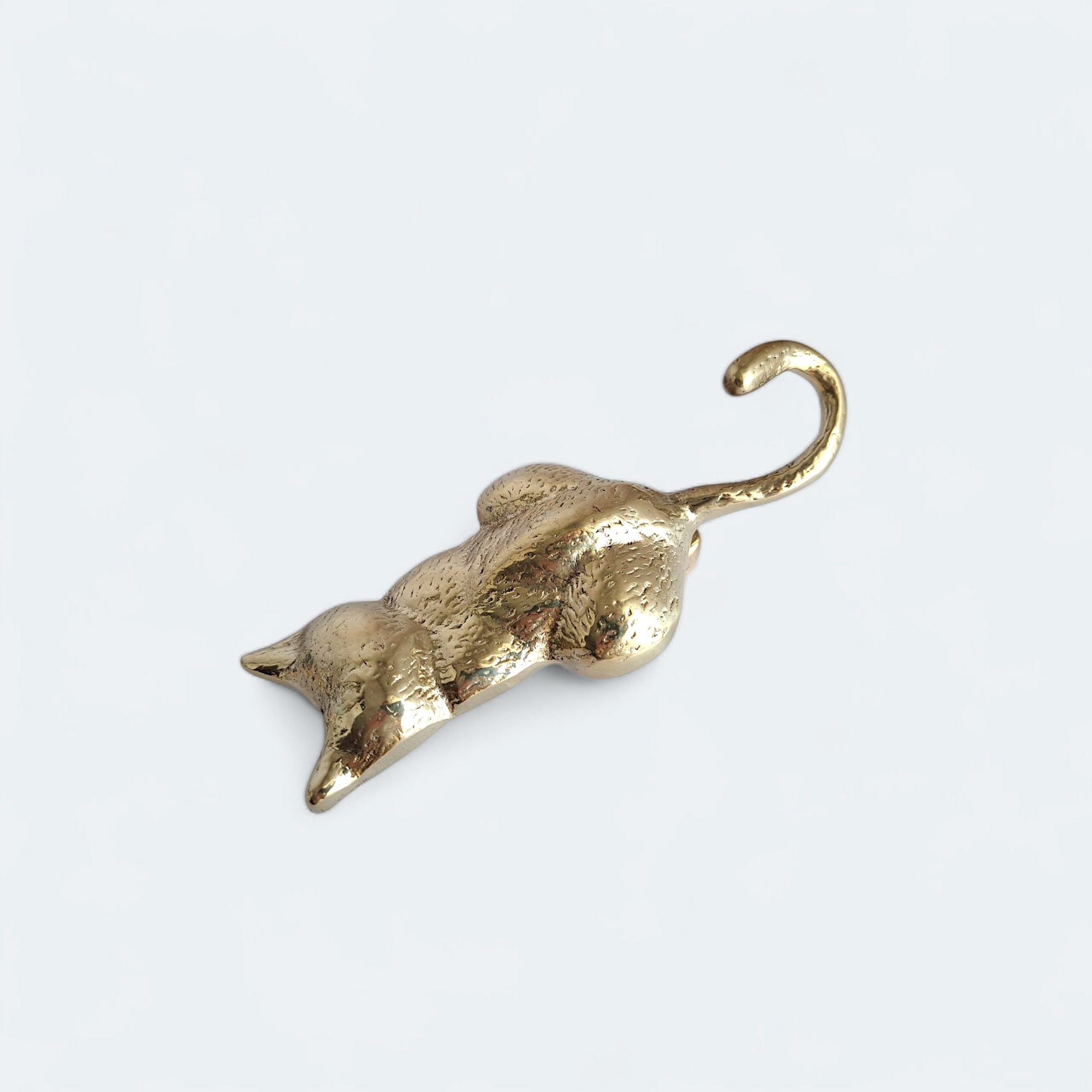 Vintage Brass Cat Door Knocker, Gold & Antique Design