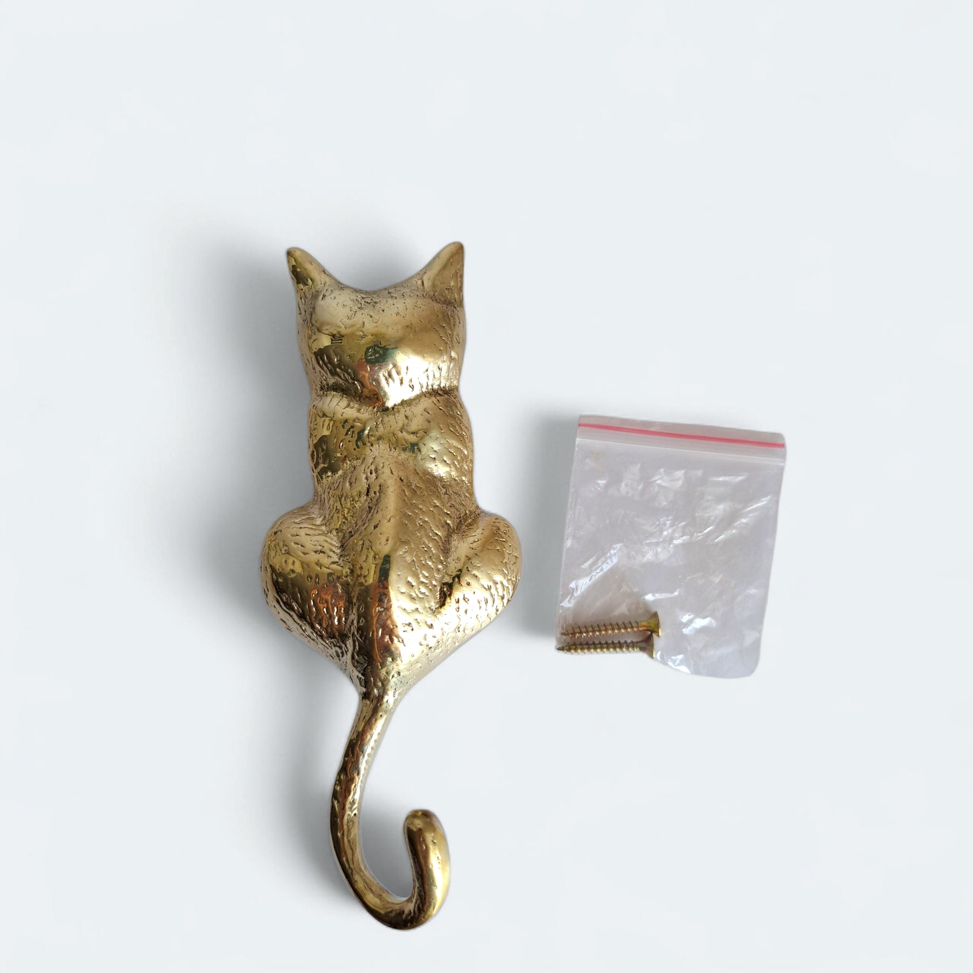 Vintage Brass Cat Door Knocker, Gold & Antique Design