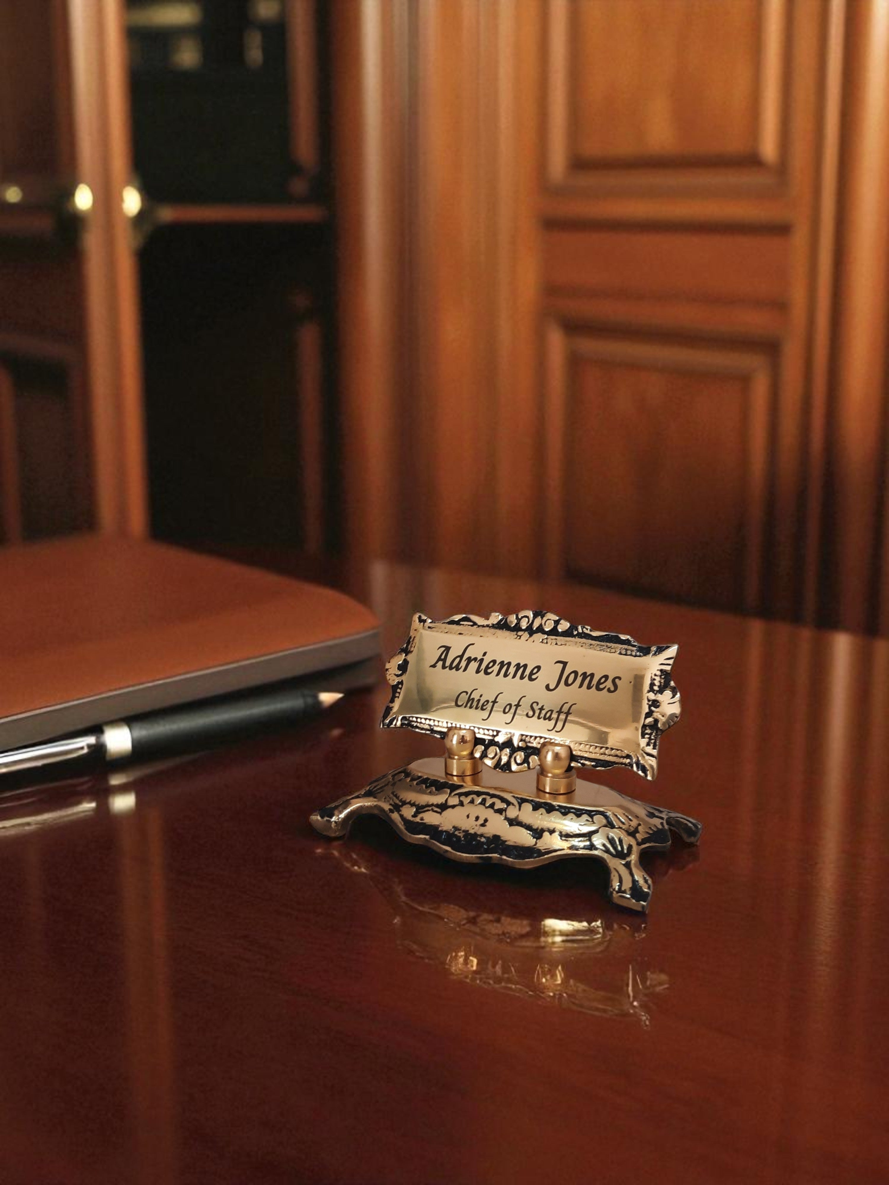 Personalized Brass Desk Name Plate – Custom Office Name Sign – Engraved Solid Brass Nameplate