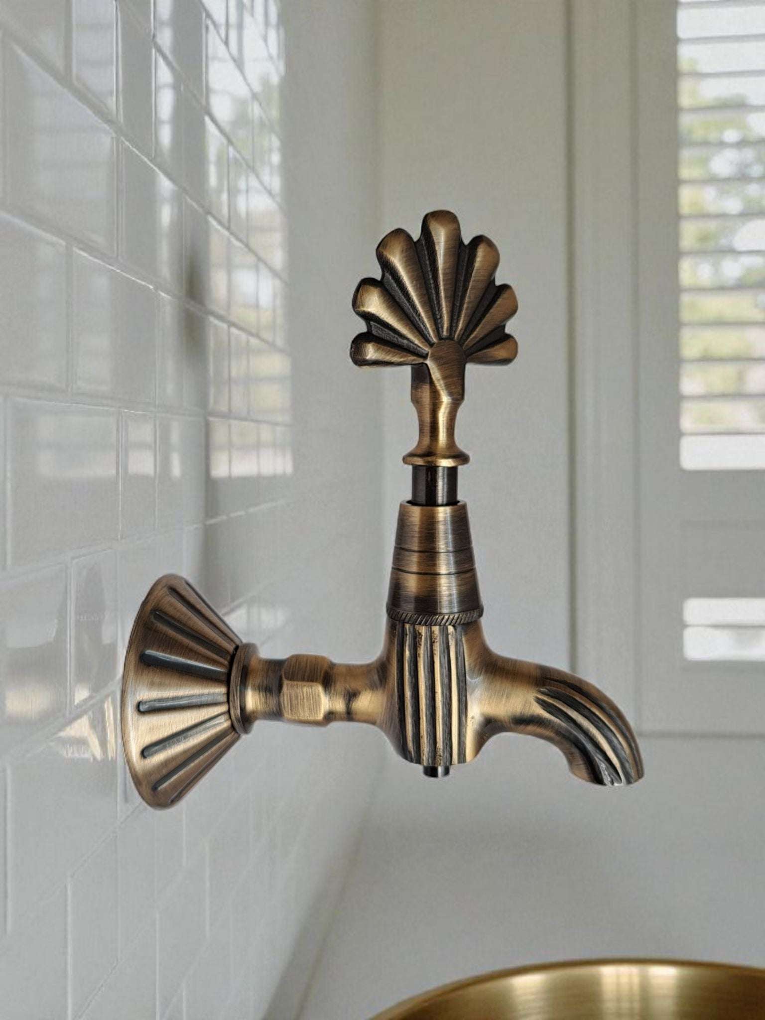 Handmade Vintage Brass Wall Faucet – Ottoman Style Turkish Bath Tap