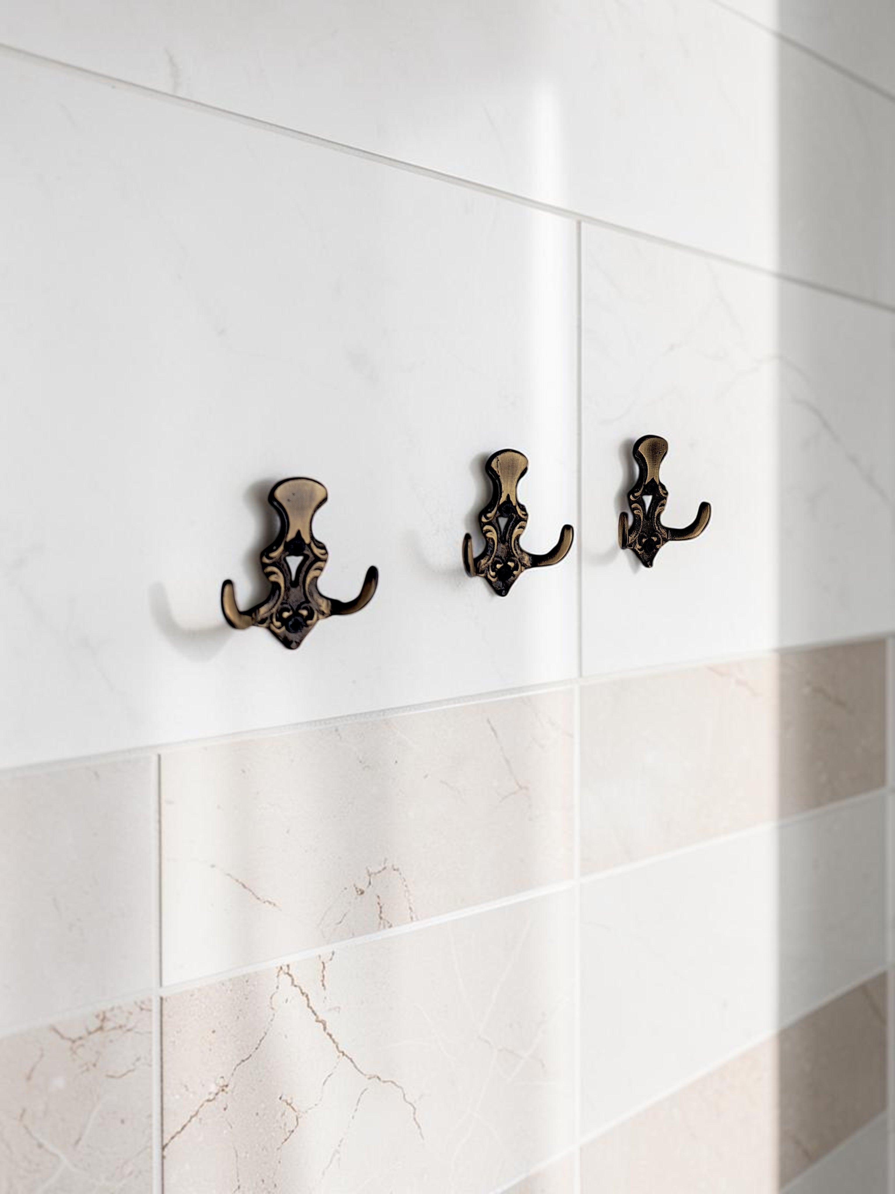 Antique Brass Double Wall Hook – Solid Brass Vintage Towel, Coat & Robe Hook for Bathroom, Kitchen, Entryway
