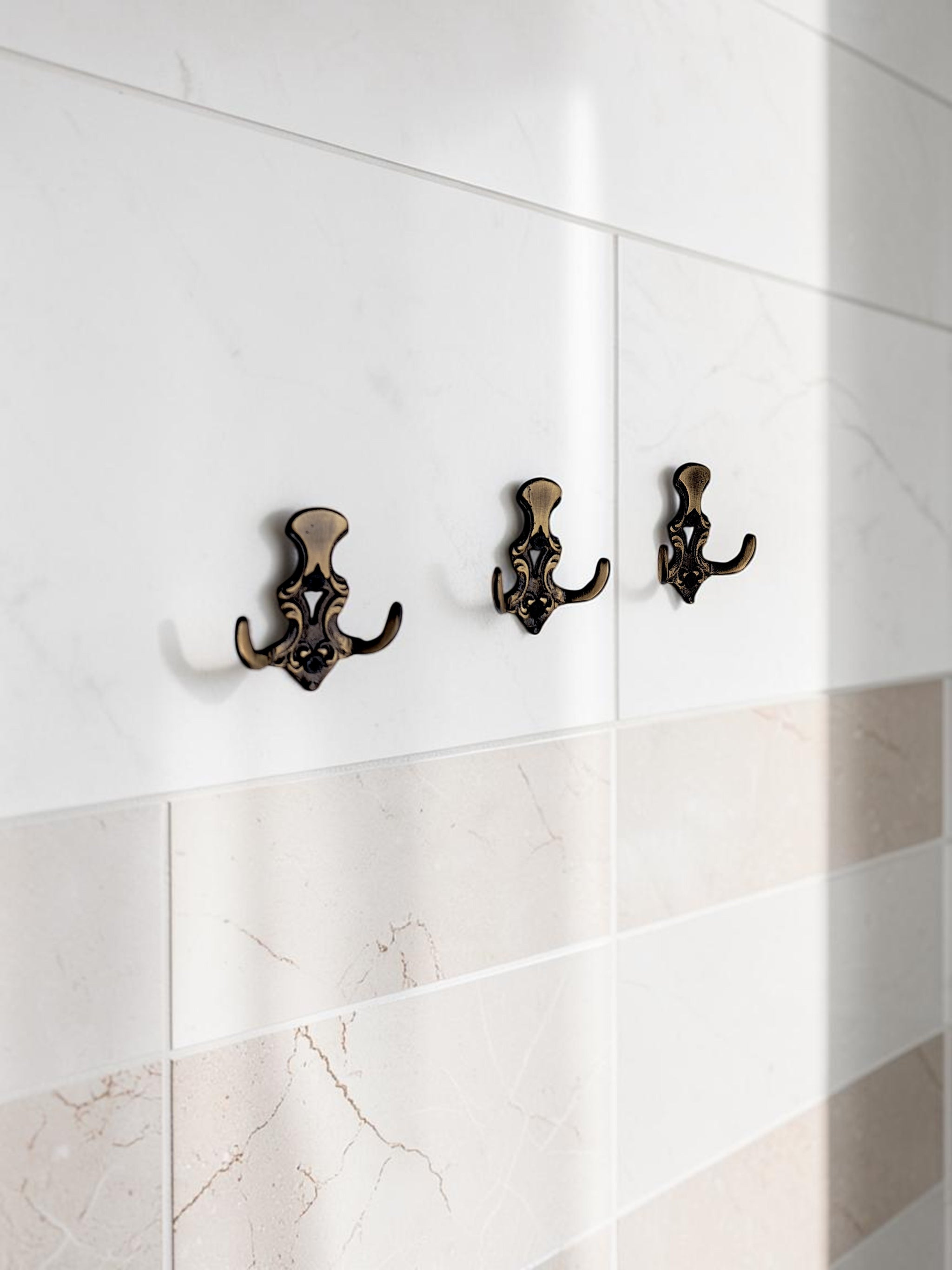 Antique Brass Double Wall Hook – Solid Brass Vintage Towel, Coat & Robe Hook for Bathroom, Kitchen, Entryway