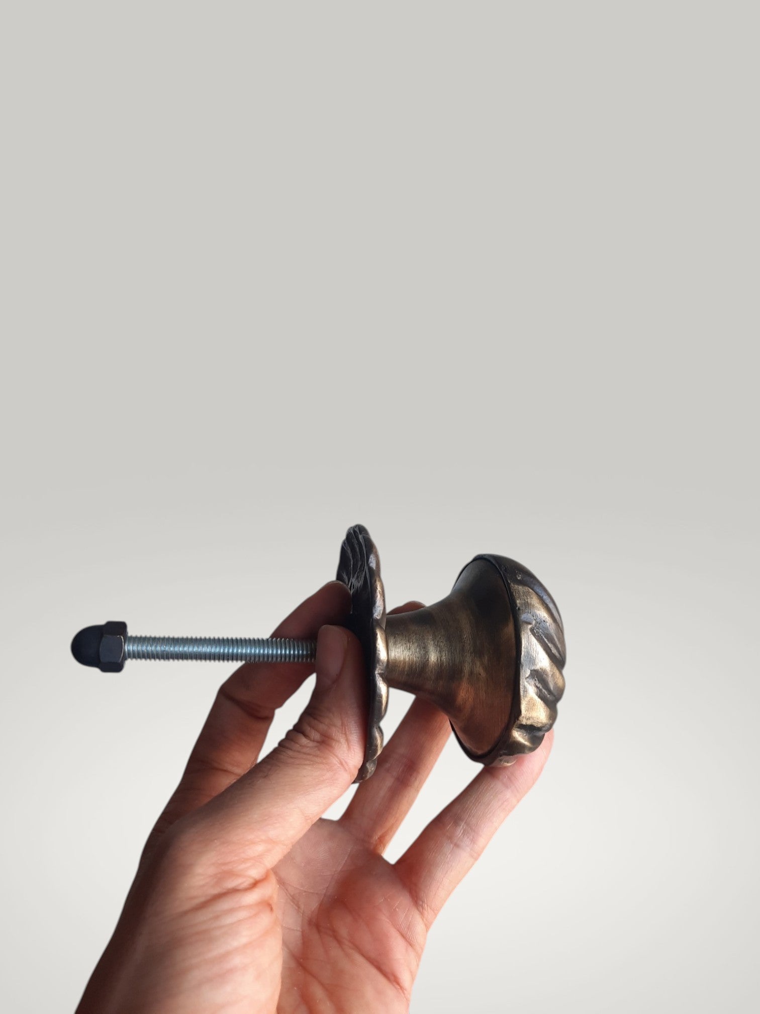 Solid Brass Door Knob for Front Door, Handmade Antique Gold Entry Door Pull