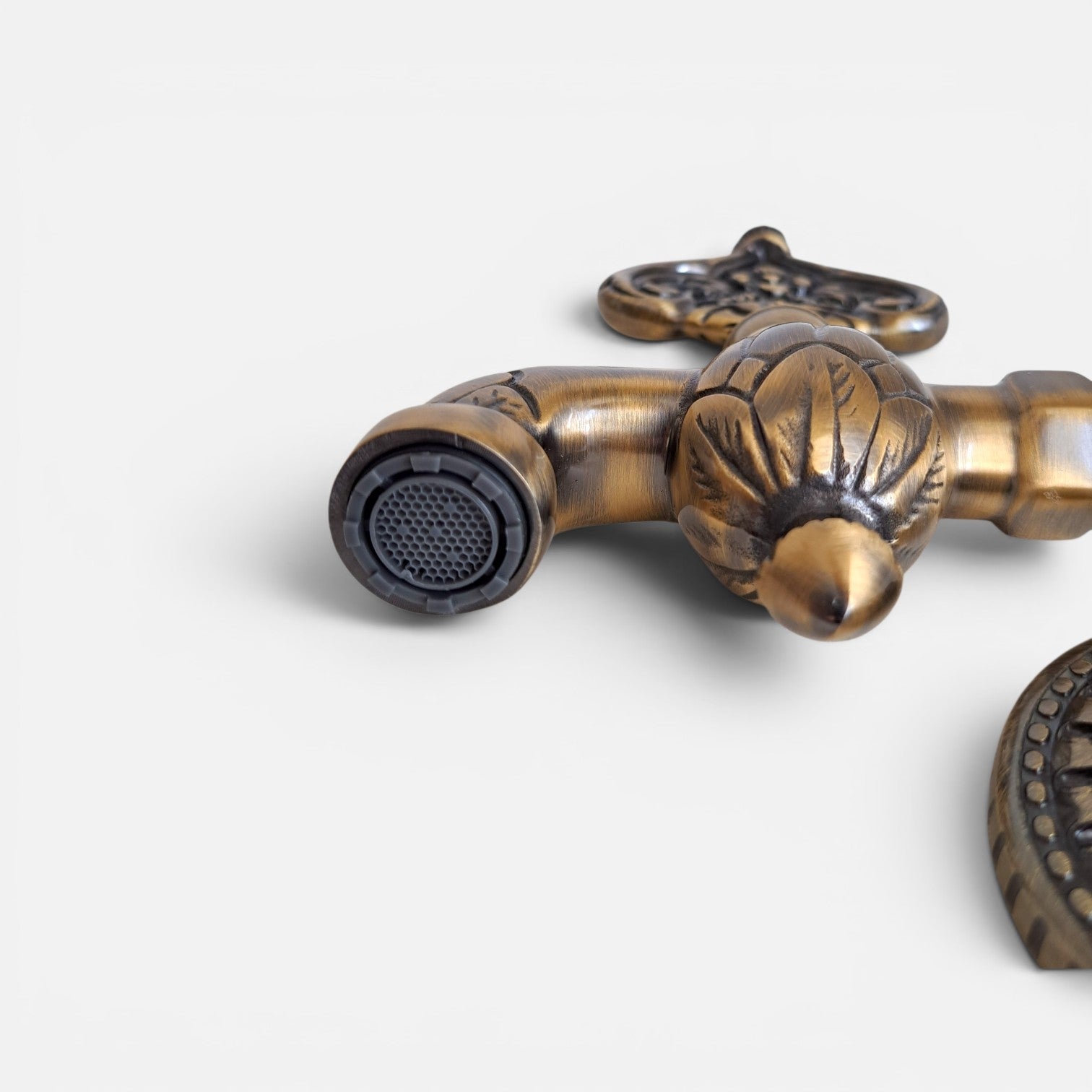 Solid Brass Decorative Ottoman Faucet | Antique Gold Vintage Wall Mounted Water Tap