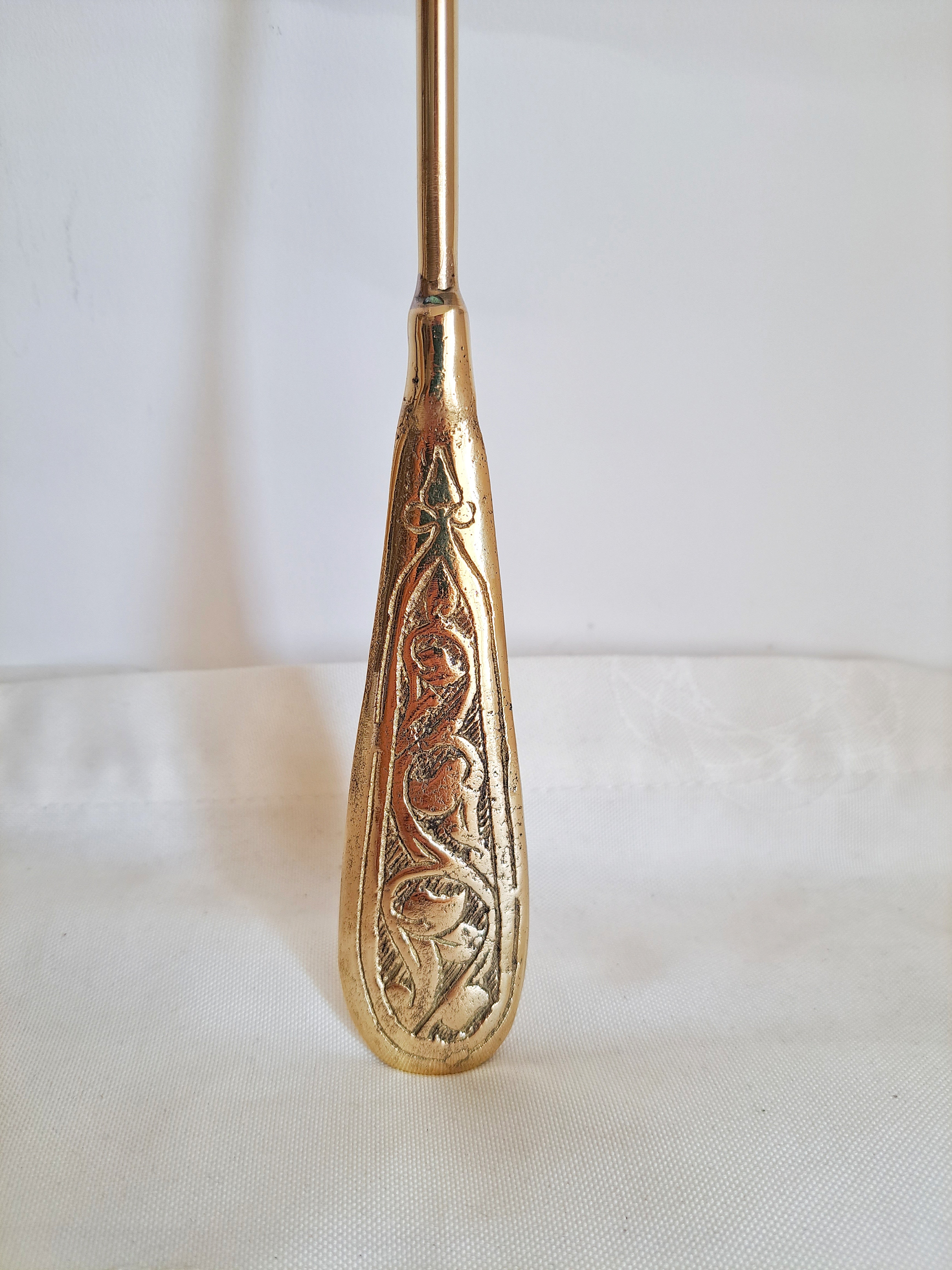 Handmade Solid Brass Shoehorn 48 cm | Long Vintage Shoe Horn Made in Turkey