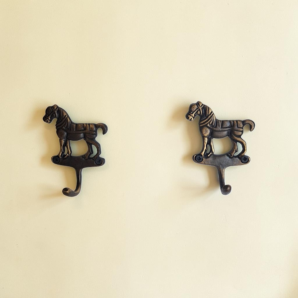 Brass Horse Wall Hook | Vintage Equestrian Coat & Robe Hanger