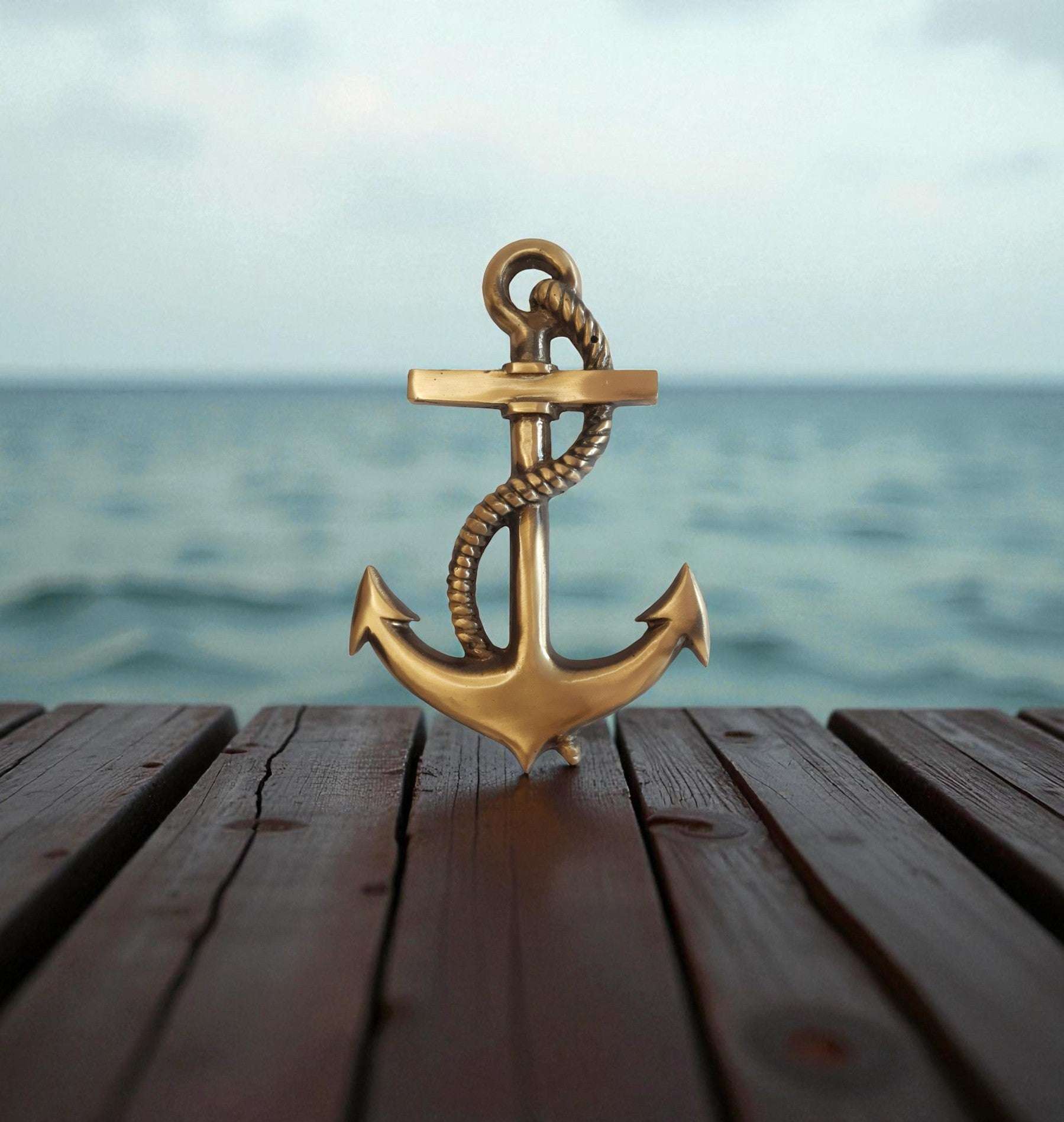 Brass Nautical Anchor Wall Decor – Antique and Mirror Gold Options – Vintage Maritime Style, 19.5cm x 13cm