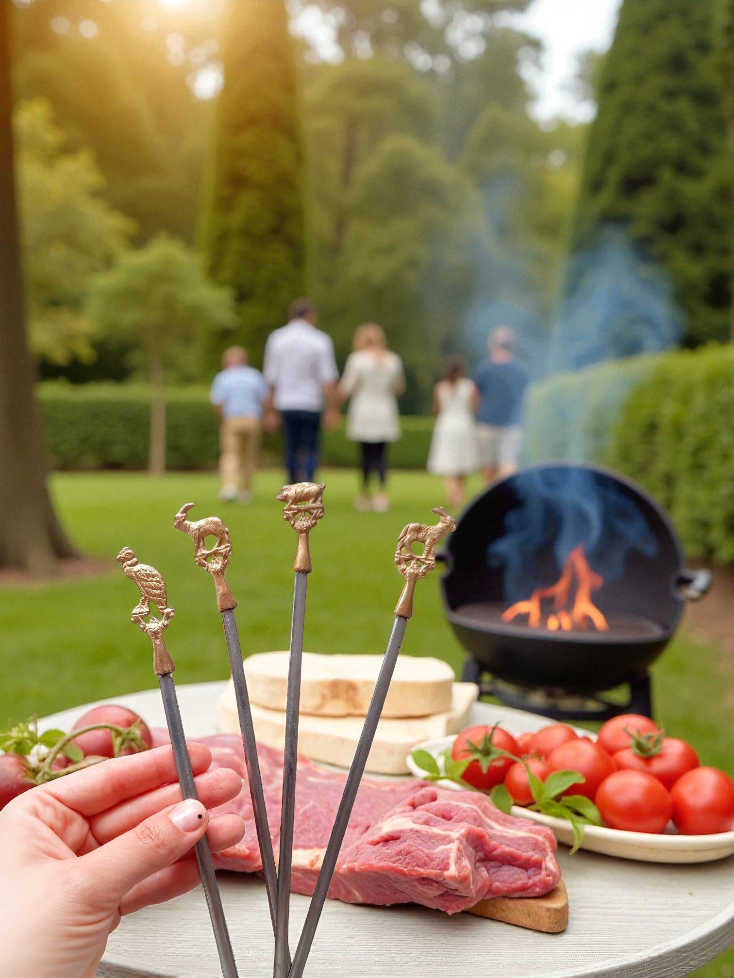 Handcrafted Brass Animal BBQ Skewers | Stainless Steel Vintage-Style Grilling Sticks