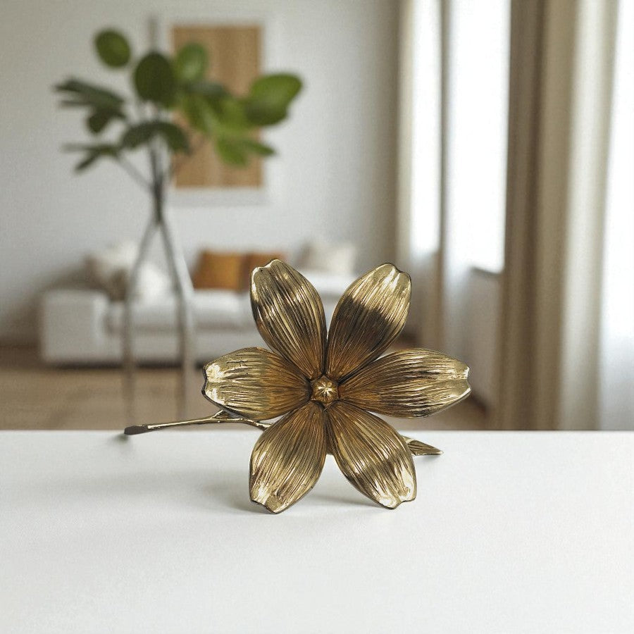 Handcrafted Brass Lotus Flower 22cm Mirror Gold