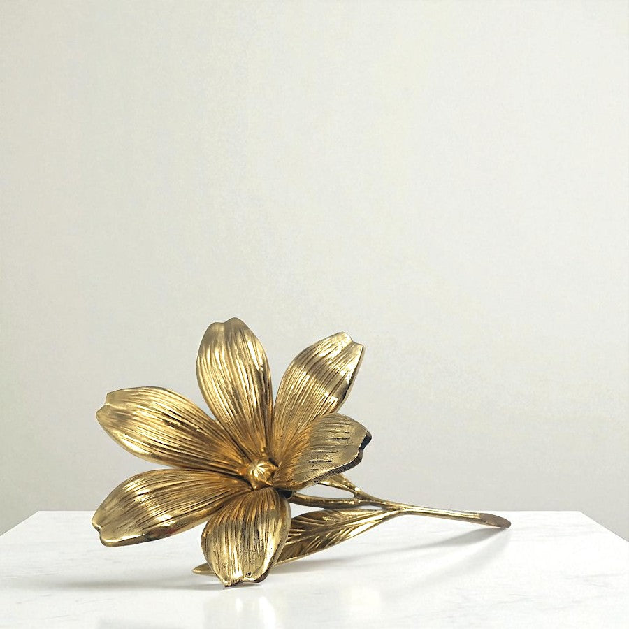 Handcrafted Brass Lotus Flower 22cm Mirror Gold
