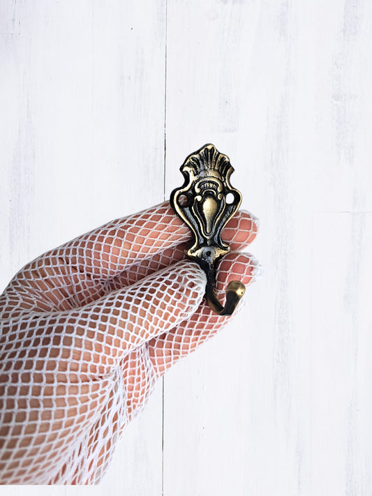 Antique Brass Wall Hook – Solid Brass Single Vintage Coat & Towel Hook