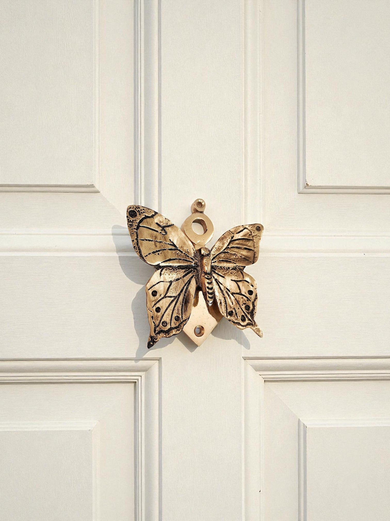 Solid Brass Butterfly Door Knocker – Gold & Antique Gold