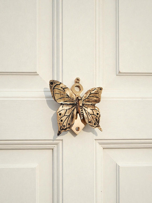 Solid Brass Butterfly Door Knocker – Gold & Antique Gold