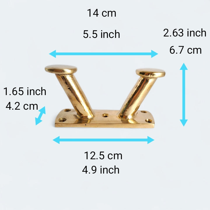 Handcrafted Solid Brass V-Shaped Boat Cleat – Nautical Gold Rope Holder for Dock & Home