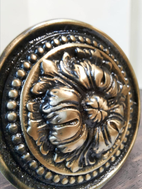 Vintage Brass Door Knob – Antique Gold Floral Entry Door Handle for Interior & Exterior Doors
