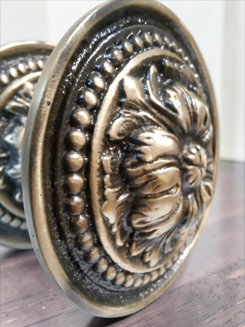 Vintage Brass Door Knob – Antique Gold Floral Entry Door Handle for Interior & Exterior Doors