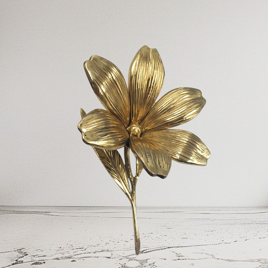 Handcrafted Brass Lotus Flower 22cm Mirror Gold