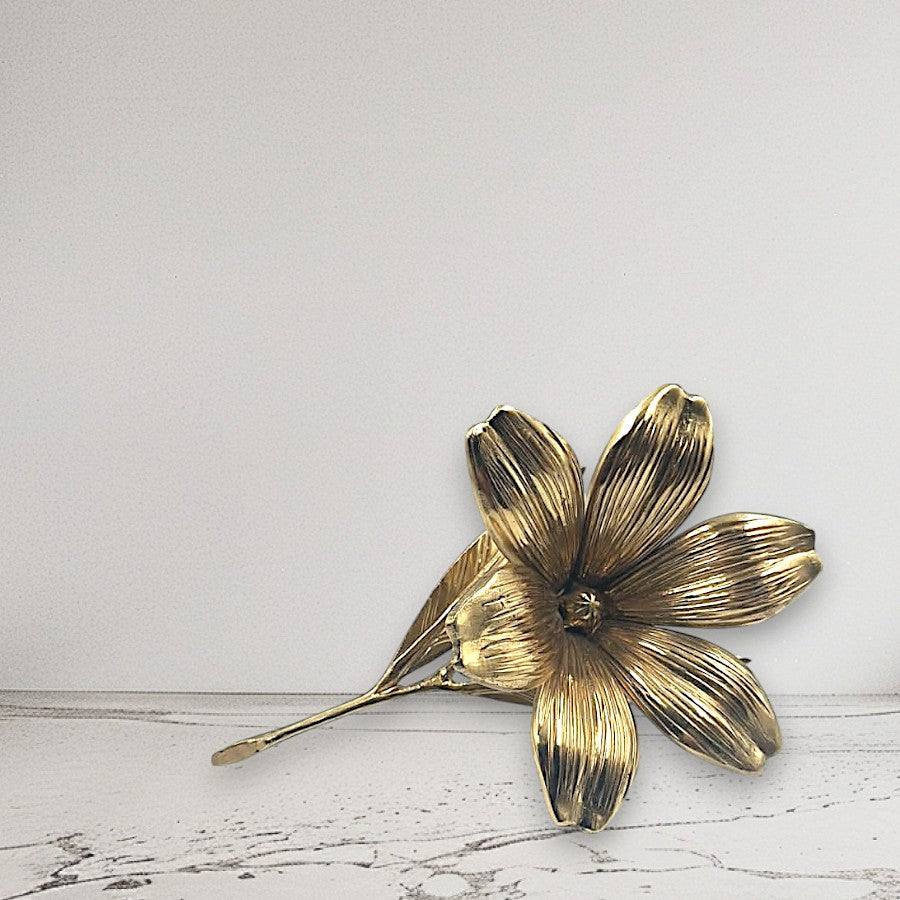 Handcrafted Brass Lotus Flower 22cm Mirror Gold