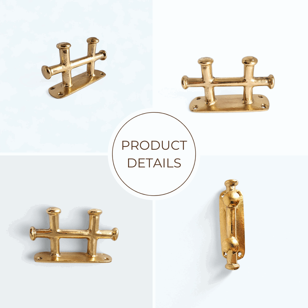 4.7” Solid Brass Boat Cleat – 12cm Nautical Tie for Coastal Decor & Marine Use