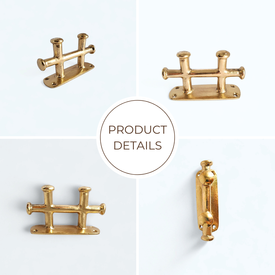 4.7” Solid Brass Boat Cleat – 12cm Nautical Tie for Coastal Decor & Marine Use