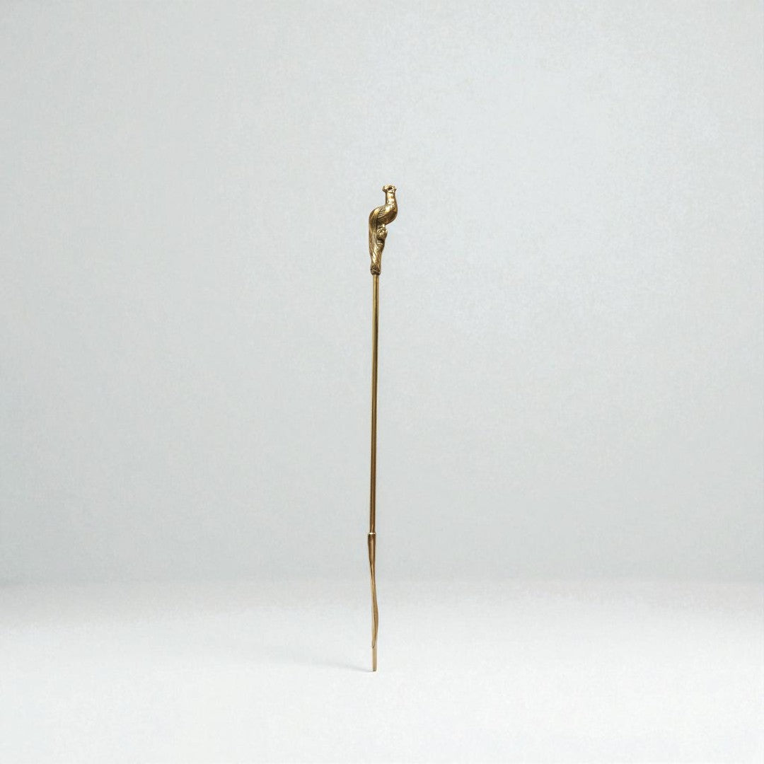 55cm Extra Long-Handle Brass Shoehorn, Peacock Shape Handle